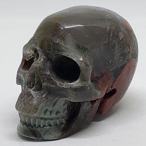 2.0" African Bloodstone Hand Carved Crystal Skull, Realistic, Crystal Healing